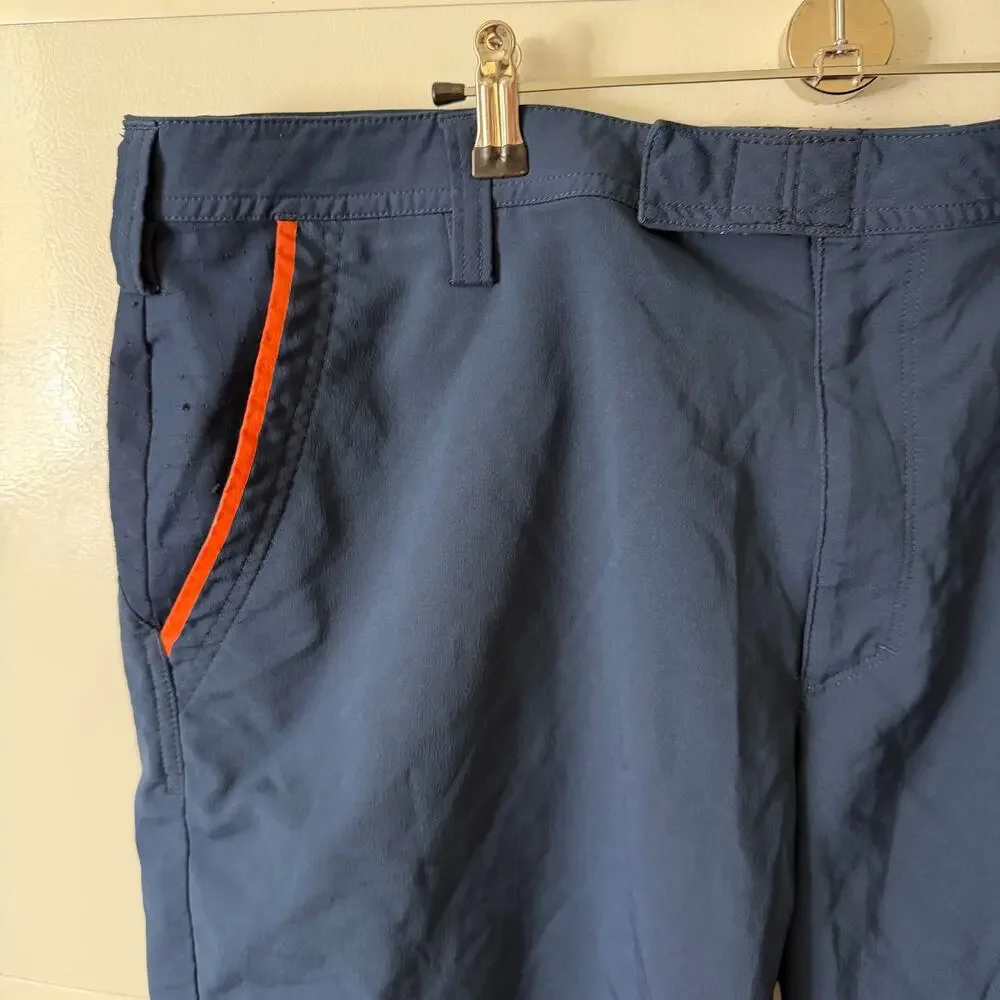 UA Under Armour Mens Size 42 Casual Shorts Flat Front Blue Orange Stretch Pocket